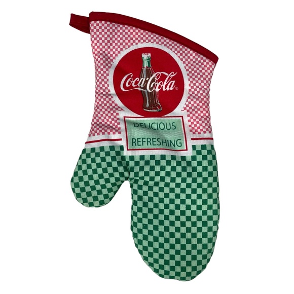 COCA COLA Matching Kitchen Towel (15" x 25") and Oven Mitt Delicious Refreshing - Picture 2 of 10
